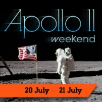 An astronaut standing on the moon next to an American flag.