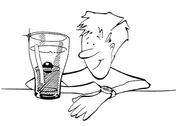 Liquid sandwich Image of a person with a glass with layers of liquids