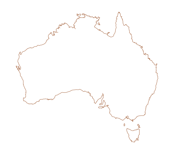 an outline of the map of australia