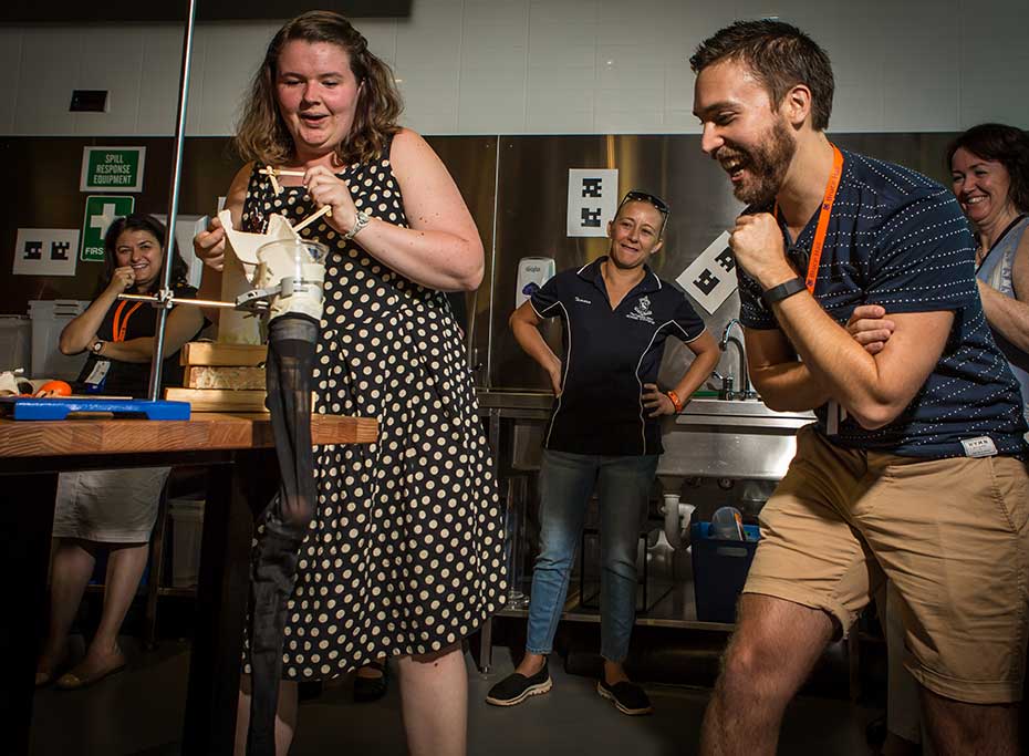 Two teachers particpating in an activity