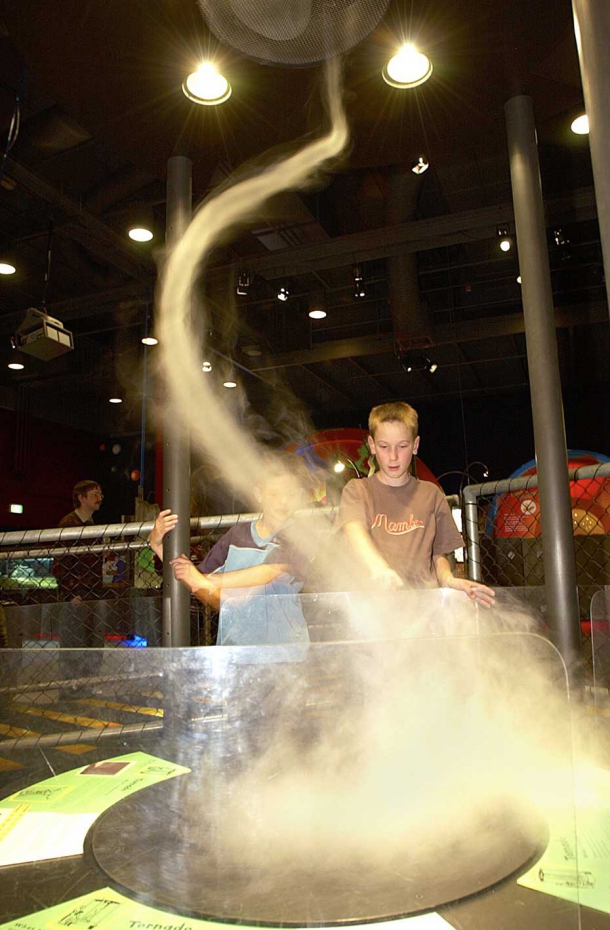 An artificially created vortex of water vapour. An artificially created vortex of water vapour.