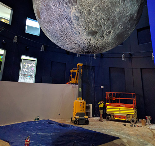 The Moon exhibit at Questacon being constructed