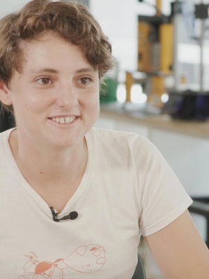 Mel Fuller, Co-founder of AbilityMade, sits in the maker space at the Michael Crouch Innovation Centre at UNSW in Sydney.