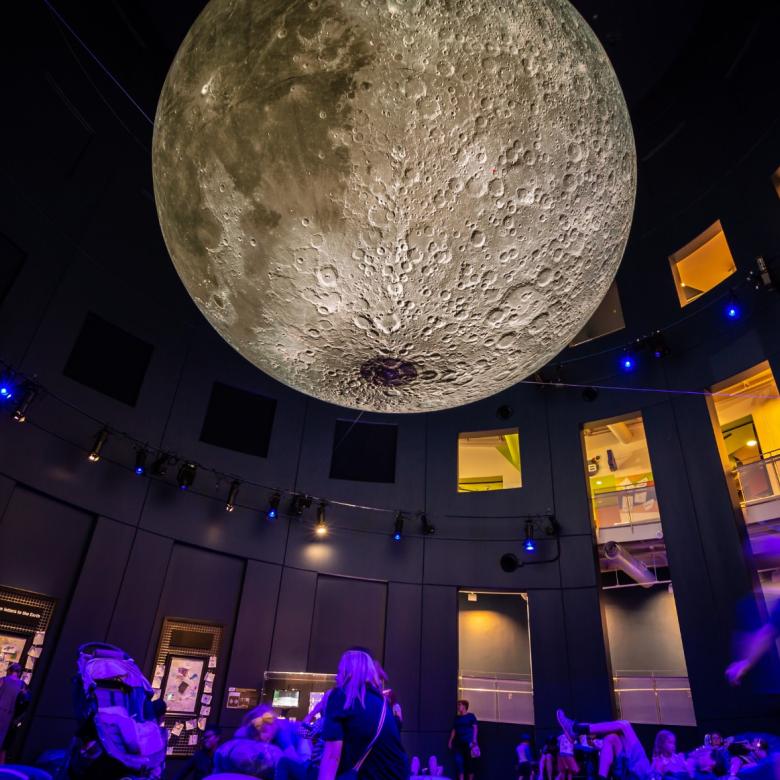 The Moon sculpture in the Questacon galleries.